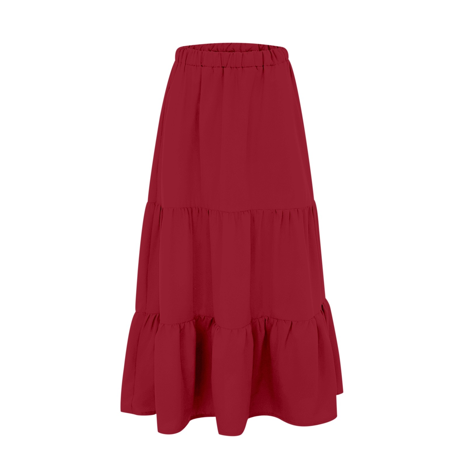 thumbnail image 4 of Falda boho de verano con cintura elástica y pliegues en línea A para mujer: falda de playa fluida con bolsillos, poliéster ligero para primavera/verano/otoño., 4 of 4